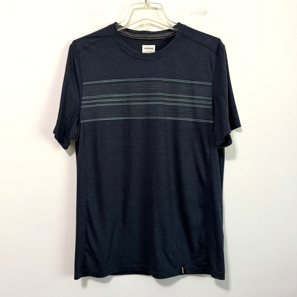 Prana Mens Tee Shirt M Prospect Heights Graphic Short Sleeve Blue Active Outdoor
